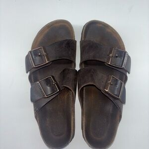 Birkenstock Men's Dark Brown Leather Sandals
